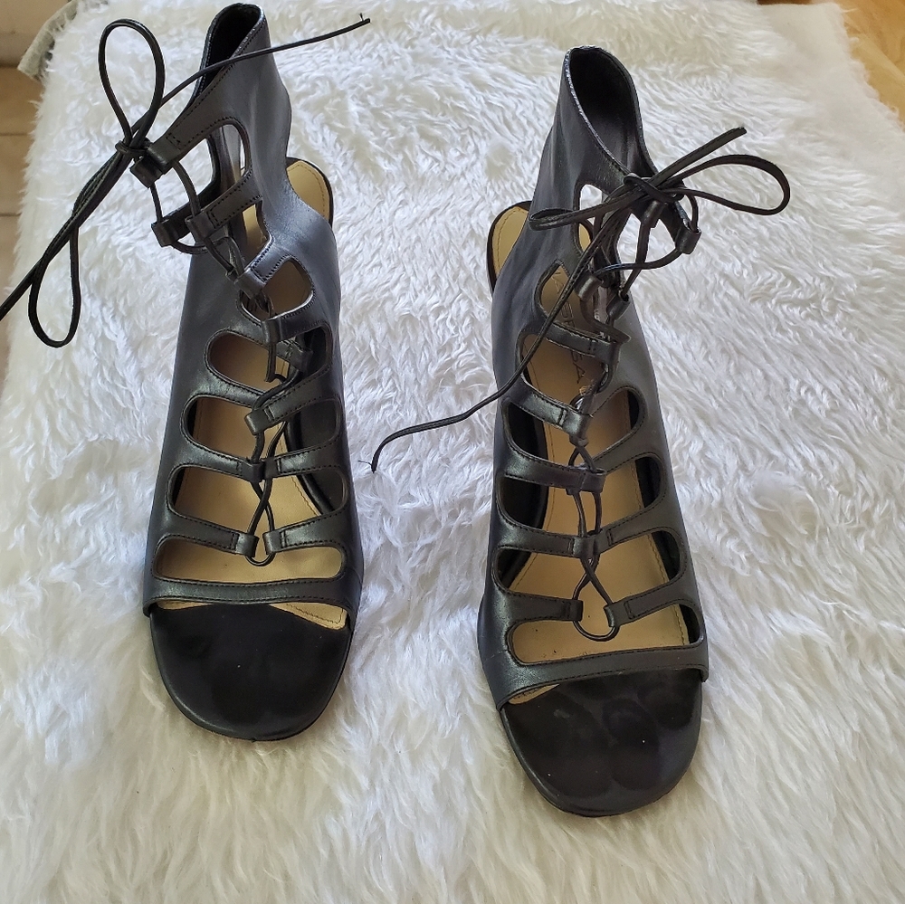 VIA SPIGA  Black Lace Up Heels Size 8